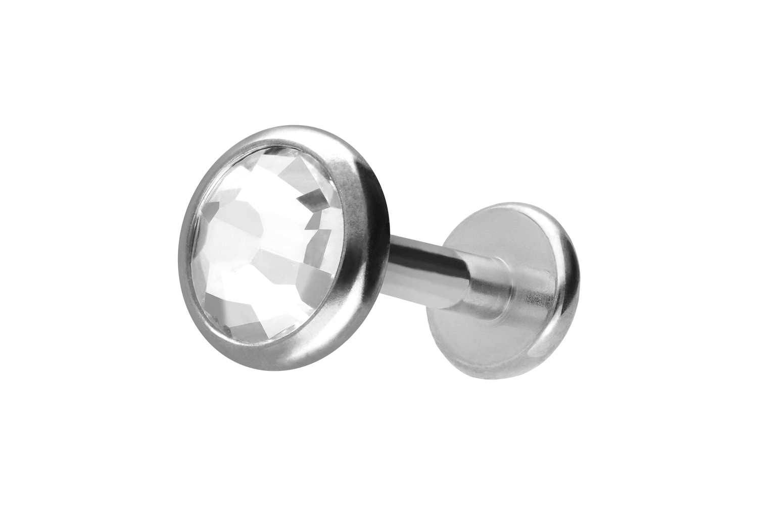 Titan Labret Piercing mit Innengewinde KRISTALLDISC